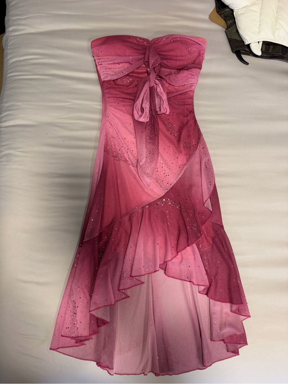 Taboo Pink Ombre Strapless High-Low Chiffon Dress - Picture 7 of 13